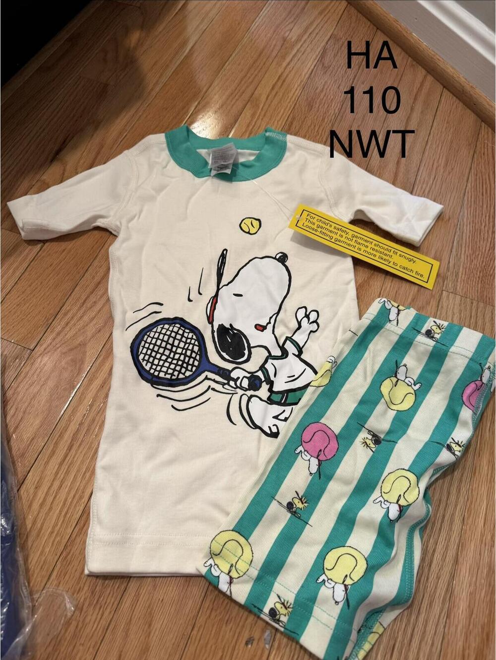 Hanna andersson Peanuts Snoopy Tennis Pajama Set Size 110 NWT